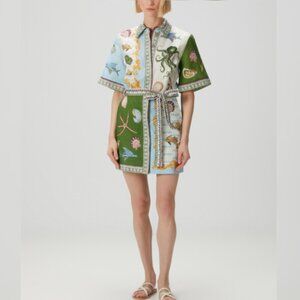 Alemais Bath House Multicolored Linen Mini Dress